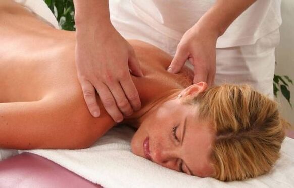 Cervical column massage with osteochondrosis